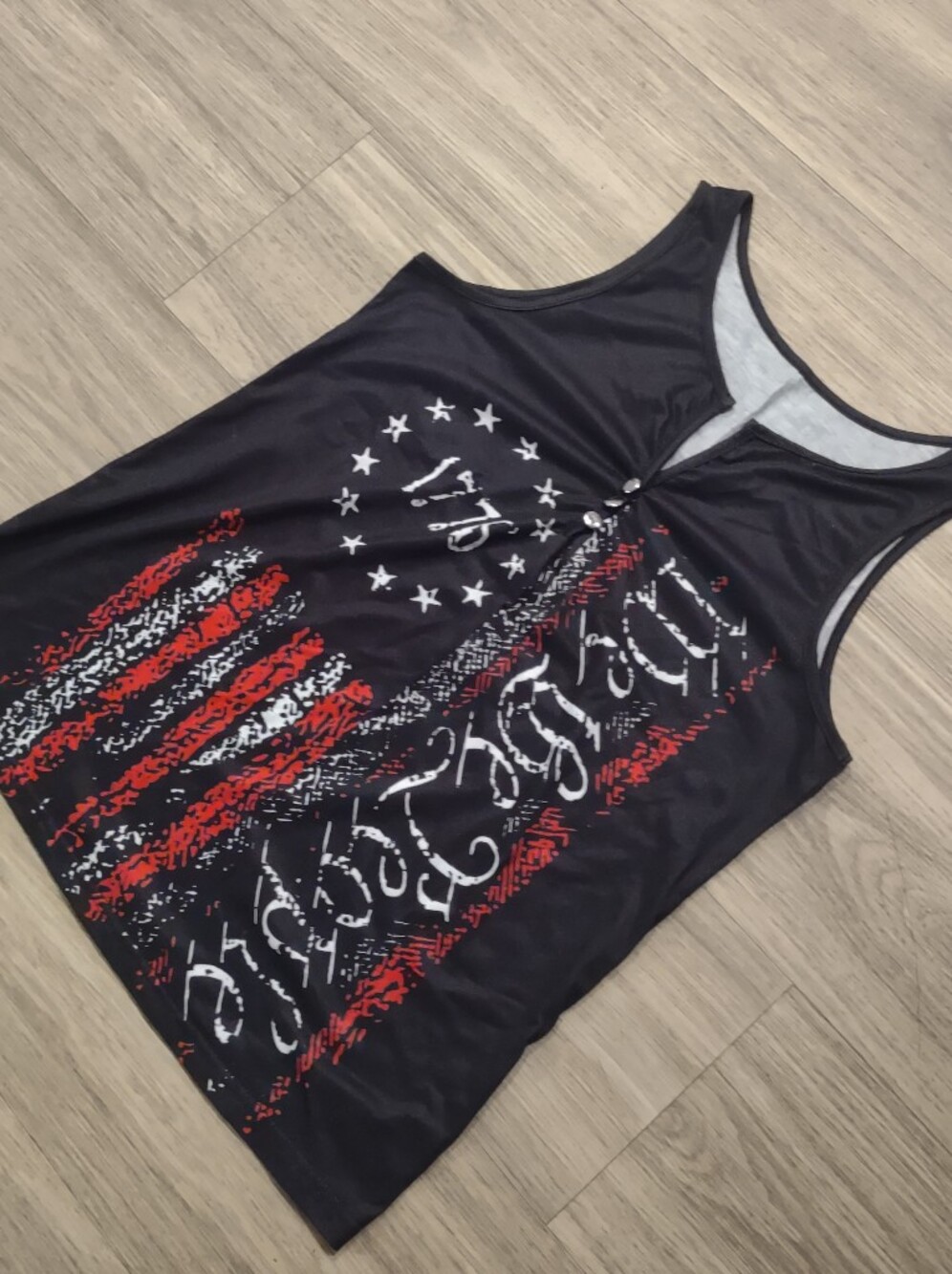 Black Americana Graphic Tank with Red & White Accents